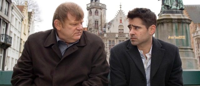 (l-r.) Brendan Gleeson and Colin Farrell star in Martin McDonagh's IN BRUGES, a Focus Features release.