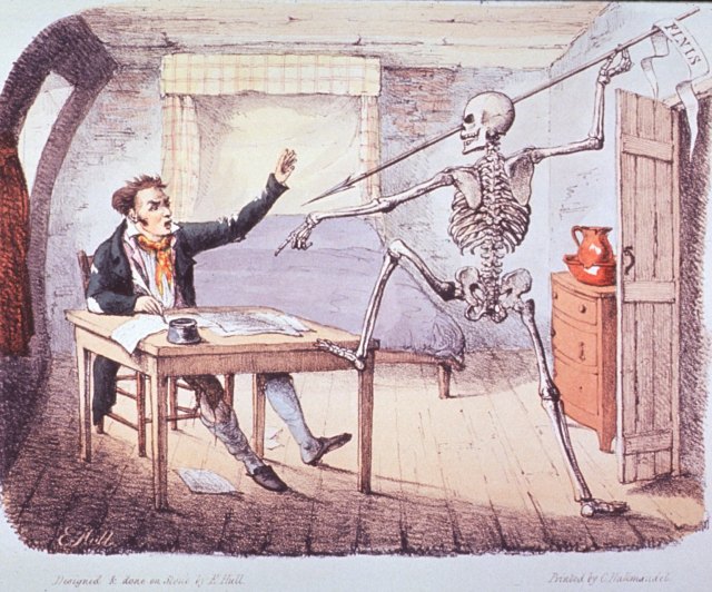 “Death Found an Author Writing His Life” (1827) by E. Hull