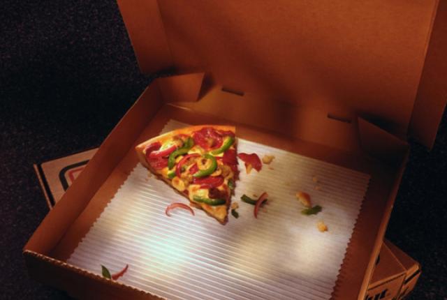 How it feels to stay when the other artists leave: last piece of pizza.